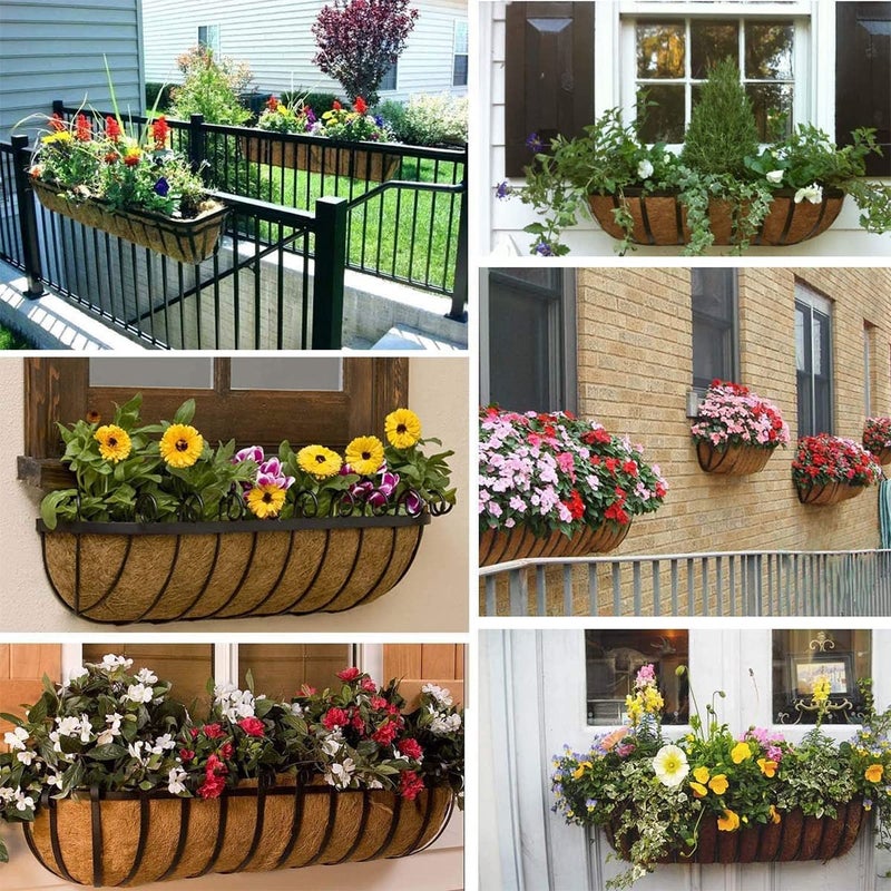 HHTHH 2pcs Trough Coco Liner 36 inch Wall Planter Replaceable Coco Liner for Window Box, Fence Flower Baskets - Image 3